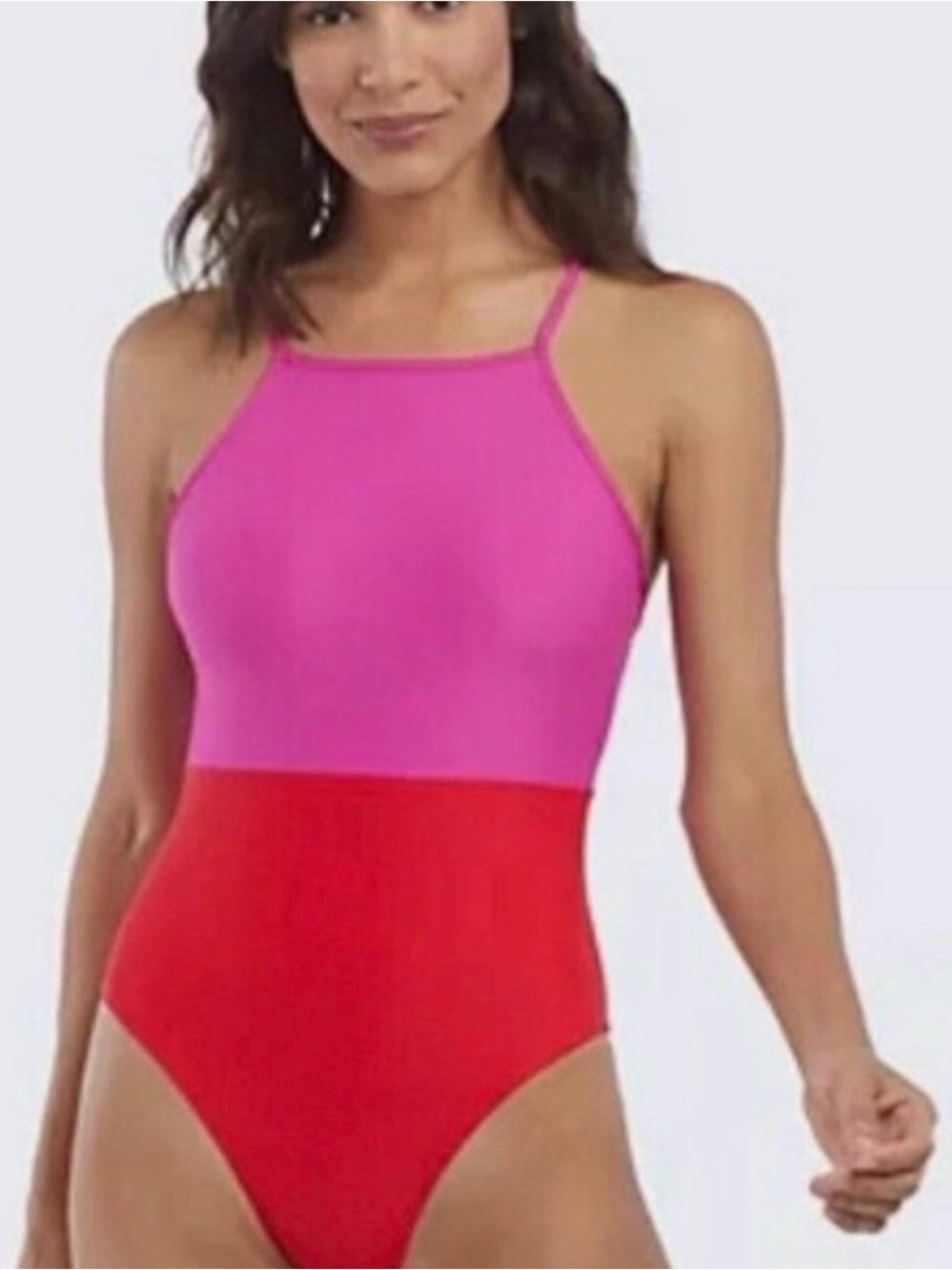 Summer Salt Pink and Red One-Piece Swimsuit
